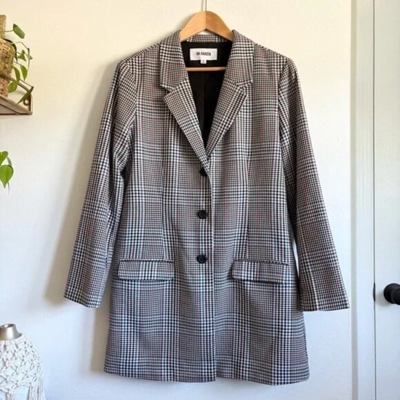 BB Dakota Prep Cool Plaid Longline Blazer - Picture 3 of 5